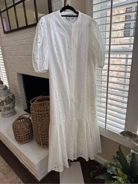 Tuckernuck White Eyelet Embroidered Short Sleeve Maxi Dress